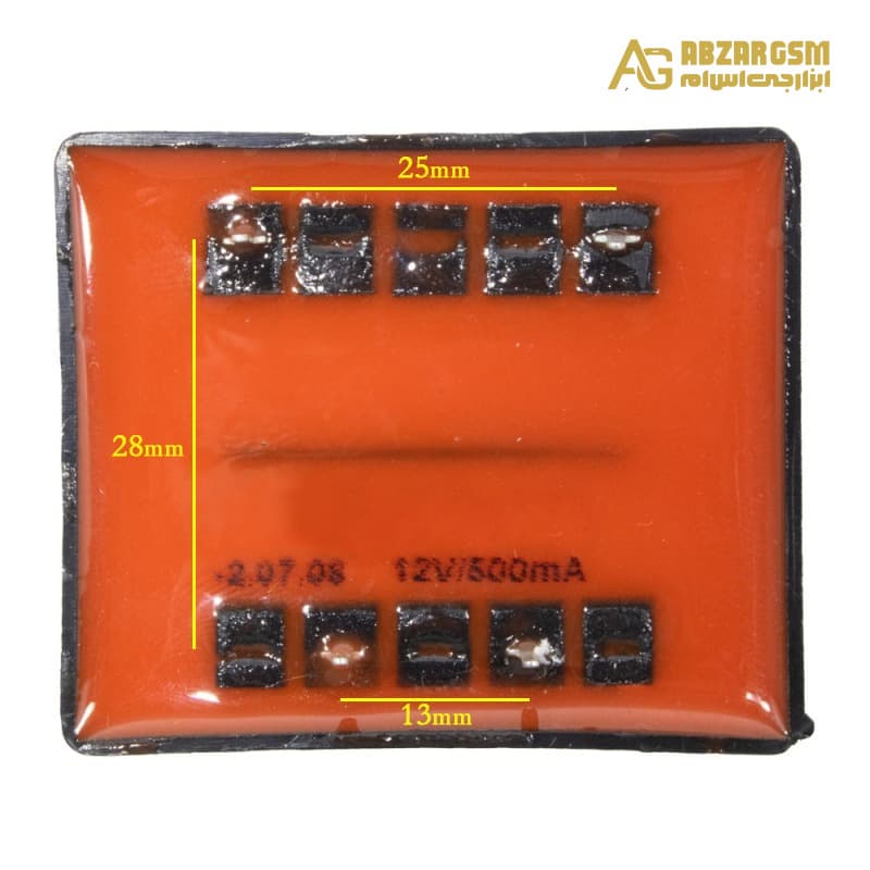 ترانس روبردی 12 ولت 500 میلی آمپر 12V-500mA اپکسی رزین — تصویر ۳