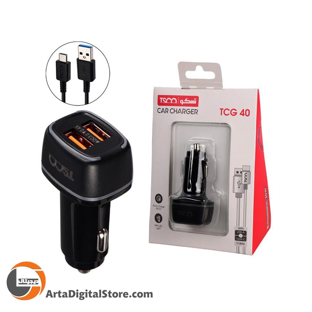 شارژر فندکی تسکو TSCO TCG40 18W Car Fast Charger White — تصویر ۲