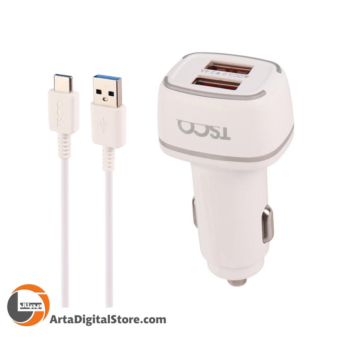 شارژر فندکی تسکو TSCO TCG40 18W Car Fast Charger White