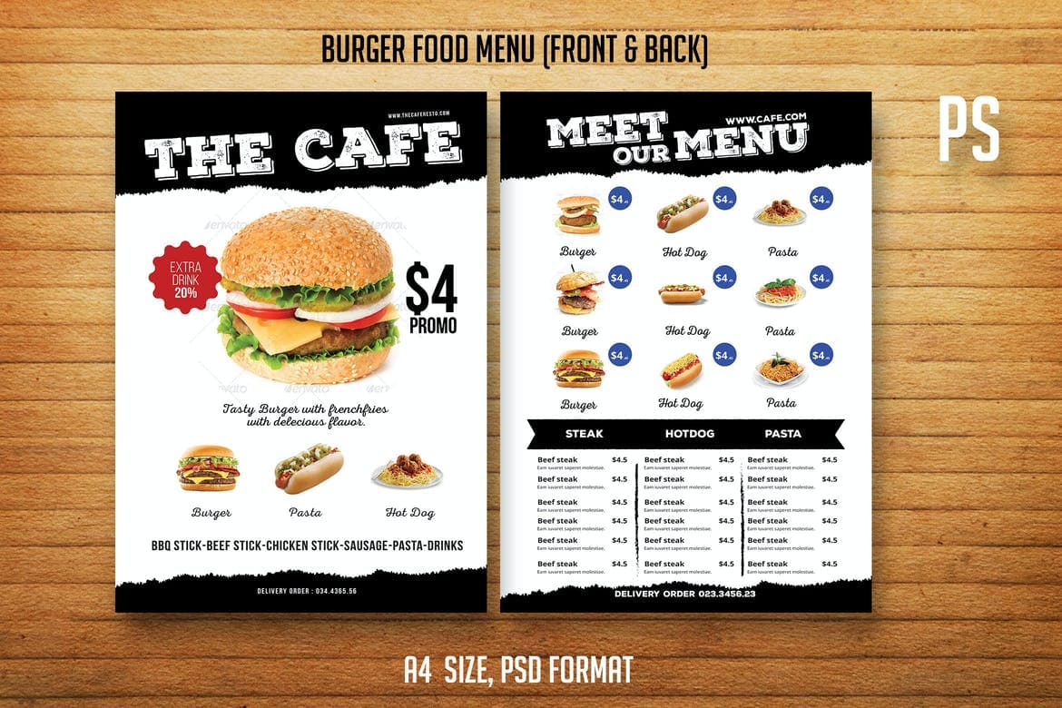 منوی غذای برگر | Burger Food Menu