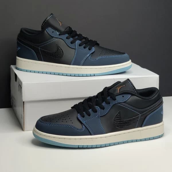 جردن وان لو مشکی ابسیدین پوست ماری Jordan 1 Low SE Black Dark Obsidian Snakeskin