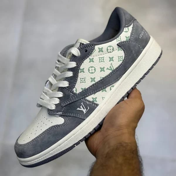 نایک ایرجردن وان لو طوسی سفید Jordan 1 Low x Louis Vuitton