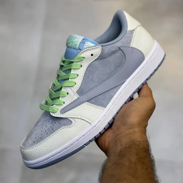 نایک ایرجردن وان لو طوسی متمایل به آبی / سفید Nike Air Jordan 1 Low Cool Grey