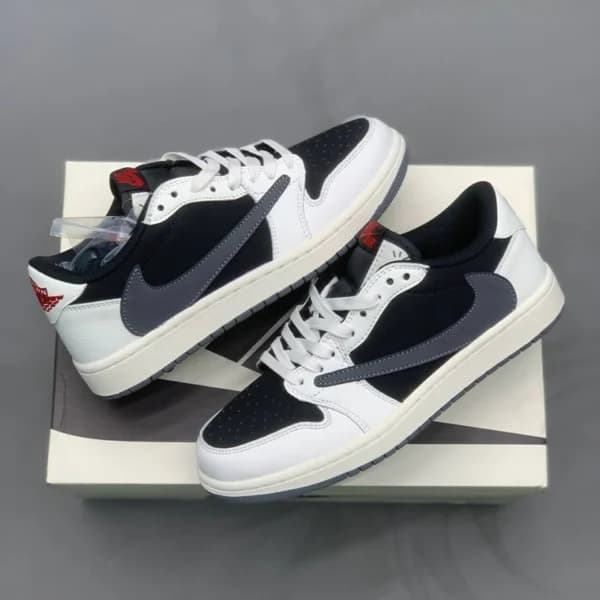 نایک ایر جردن وان لو مشکی سفید خاکستری Travis Scott x Air Jordan 1 Retro Low OG — تصویر ۲