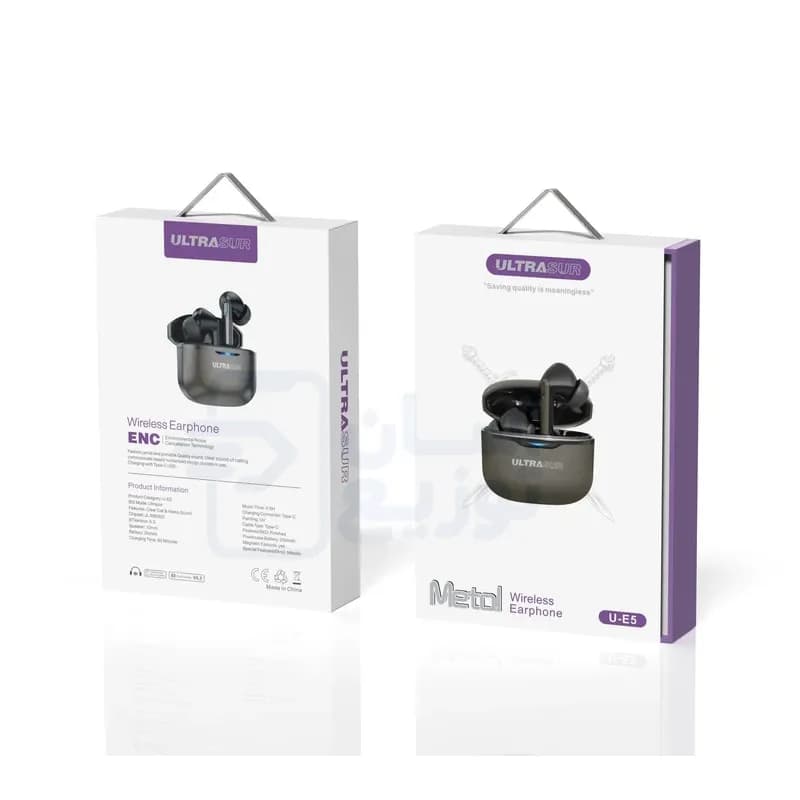 هندزفری بلوتوثی ایرپاد اولتراسور Ultrasur مدل U-e5 با قابلیت ENC و گارانتی 12 ماهه آسان توزیع — تصویر ۸