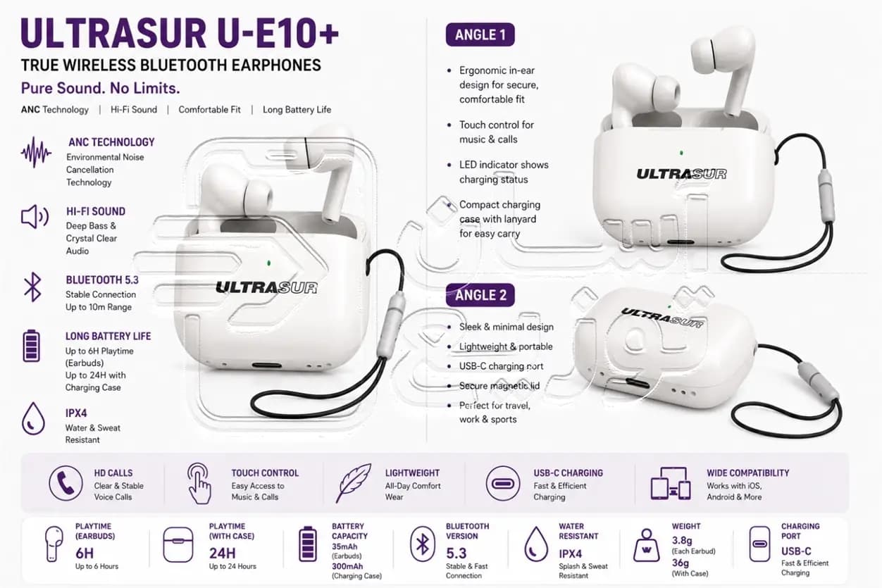 ایرپاد اولتراسور Ultrasur مدل U-E10+ با قابلیت ANC — تصویر ۵