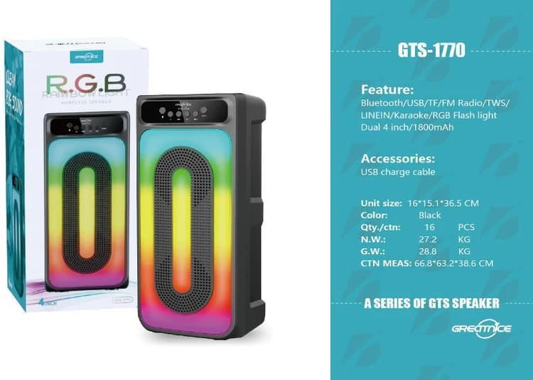 اسپیکر بلوتوثی GREAT NICE مدل Gts-1770 — تصویر ۴