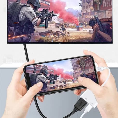 تبدیل لایتنینگ اتصال همزمان شارژر و HDMI ایکس او XO HUB005 — تصویر ۵