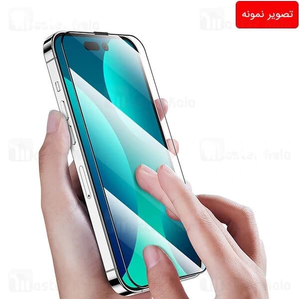 گلس توری دار تمام صفحه تمام چسب آیفون گرین لاین Apple iPhone 14 Pro Green Lion 3D Desert Anti-Dust — تصویر ۴