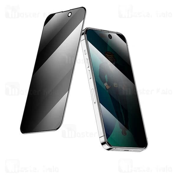 گلس حریم شخصی تمام صفحه تمام چسب آیفون گرین لاین Apple iPhone 14 Pro Green Lion 3D Elegant Privacy — تصویر ۷