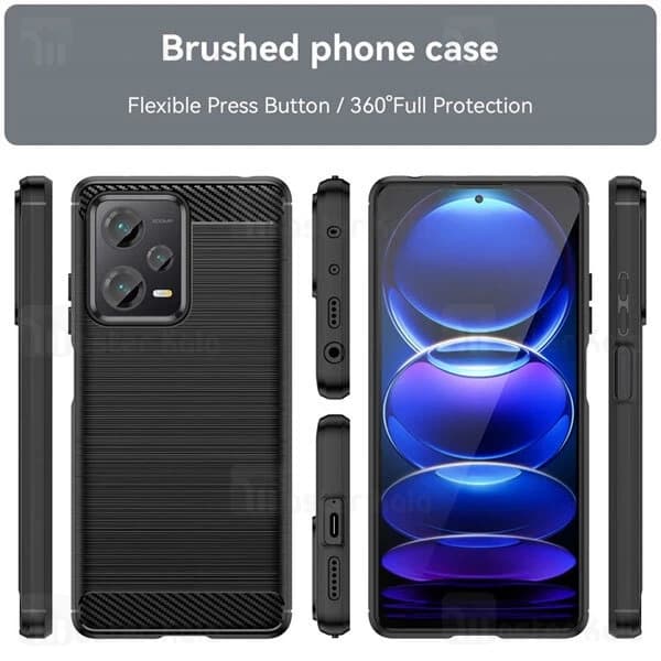 قاب فیبر کربنی شیائومی Xiaomi Redmi Note 12 Pro / Poco X5 Pro Rugged Armor Fiber Carbon — تصویر ۲