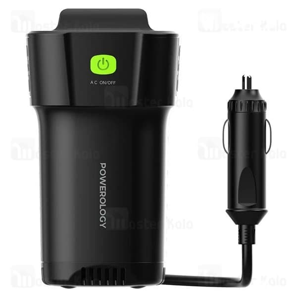 شارژر فندکی و چند راهی برق خودرو پاورولوژی Powerology 150W Power Inverter P150INVBK توان 150 وات — تصویر ۳