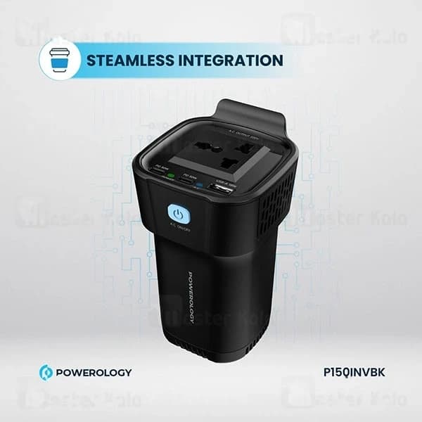 شارژر فندکی و چند راهی برق خودرو پاورولوژی Powerology 150W Power Inverter P150INVBK توان 150 وات — تصویر ۴