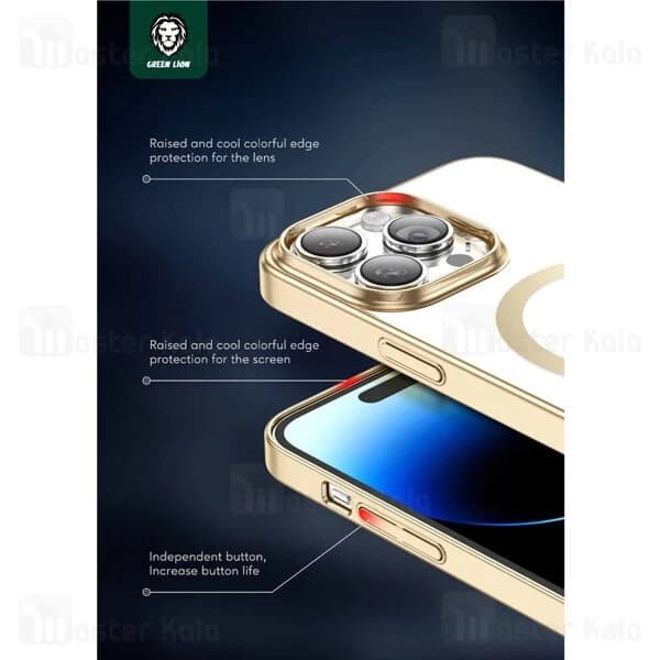 قاب محافظ مگ سیف گرین لاین آیفون Apple iPhone 14 Pro Green Lion Delgado Chrome — تصویر ۲
