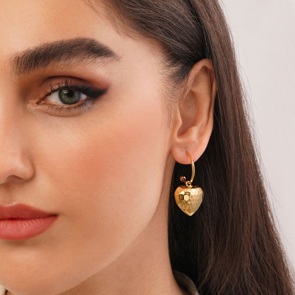 گوشواره میخی آویز دار قلبی