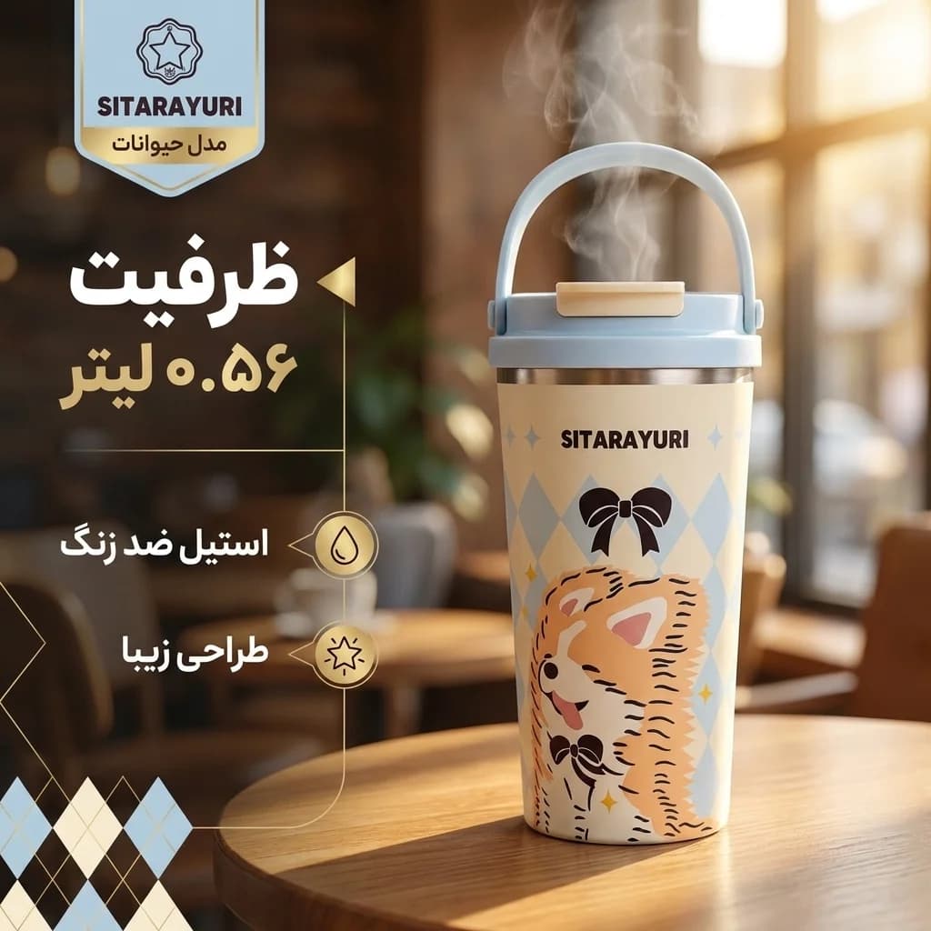 تراول ماگ سیتارایوری مدل حیوانات با حجم 0.56 لیتر از جنس استیل — تصویر ۳