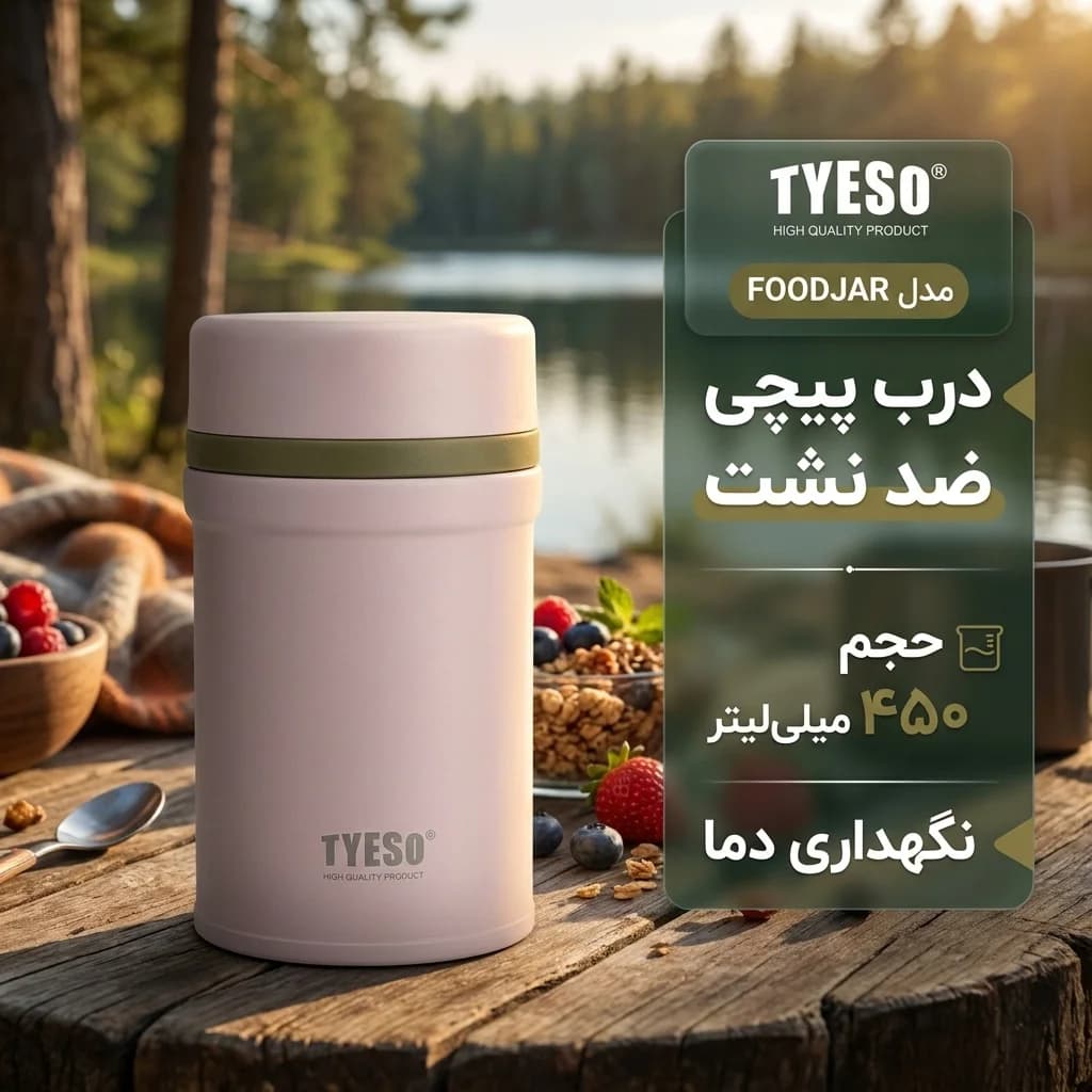 فلاسک تایسو مدل FOODJAR با حجم 0.45 میلی‌لیتر و درب پیچی ضد نشت — تصویر ۴