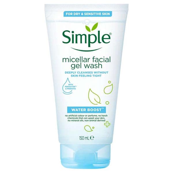 ژل میسلار شوینده صورت سیمپل مدل simple purifying gel wash حجم 150 میل
