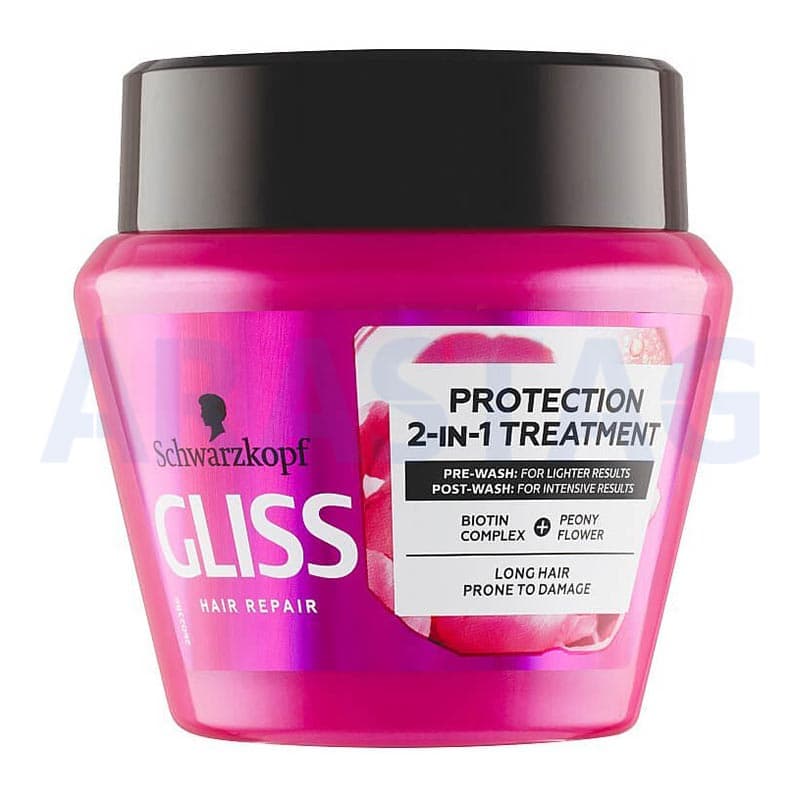 ماسک مو 2 در 1 گلیس مناسب موهای بلند و اسیب دیده مدل Gliss sac bakim maskesi supreme length keratin mikro serum onarici yag حجم 300 میل
