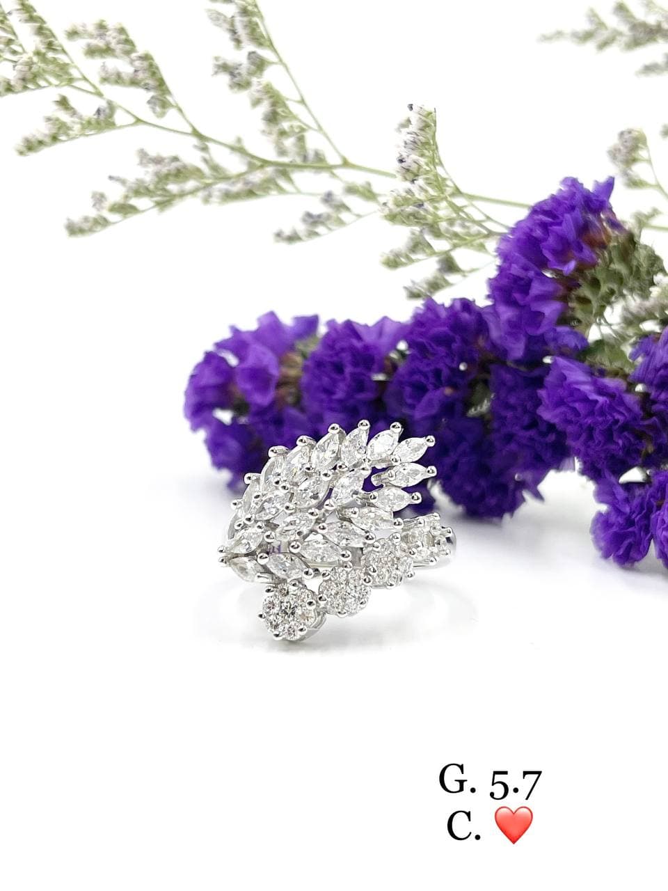 انگشتر نقره زنانه | مدل فلاور | نگینی کد SWA73