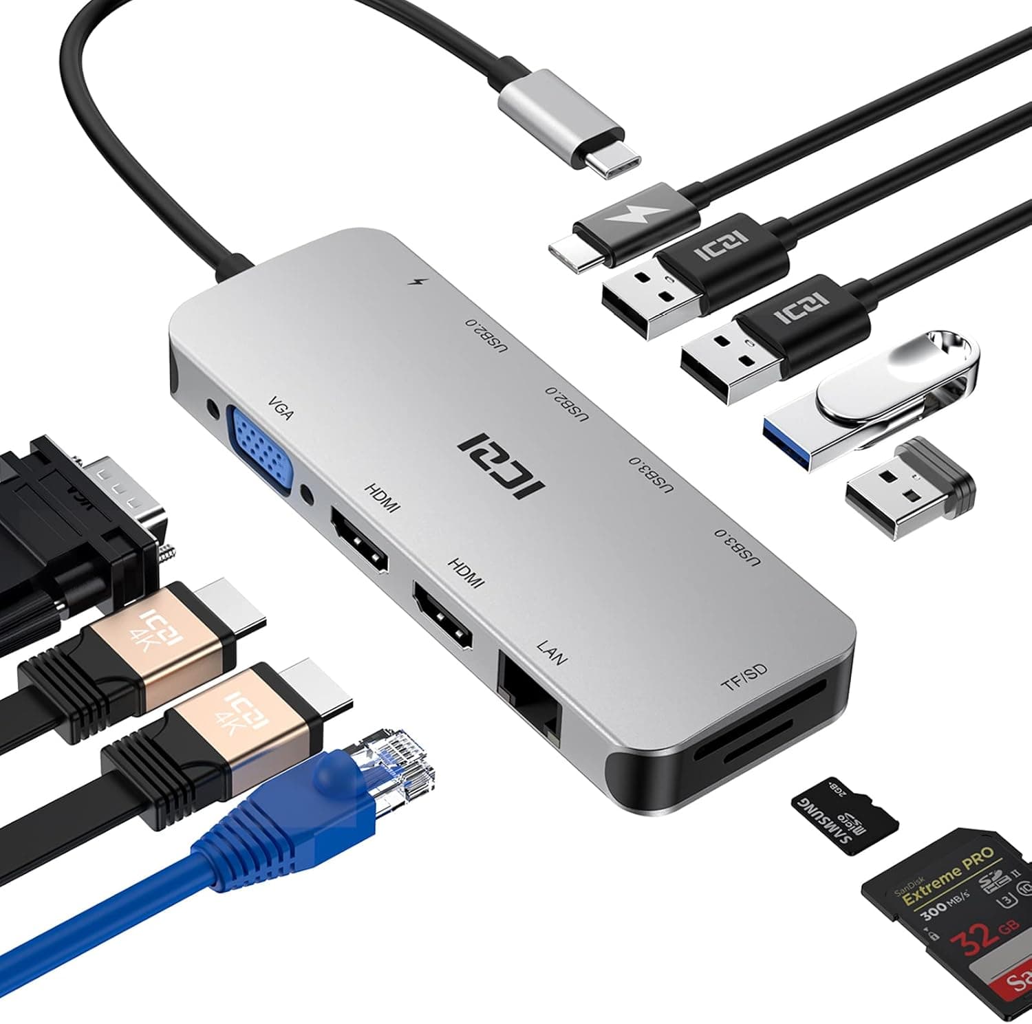 داک استیشن 11 کاره USB-C مدل ICZI