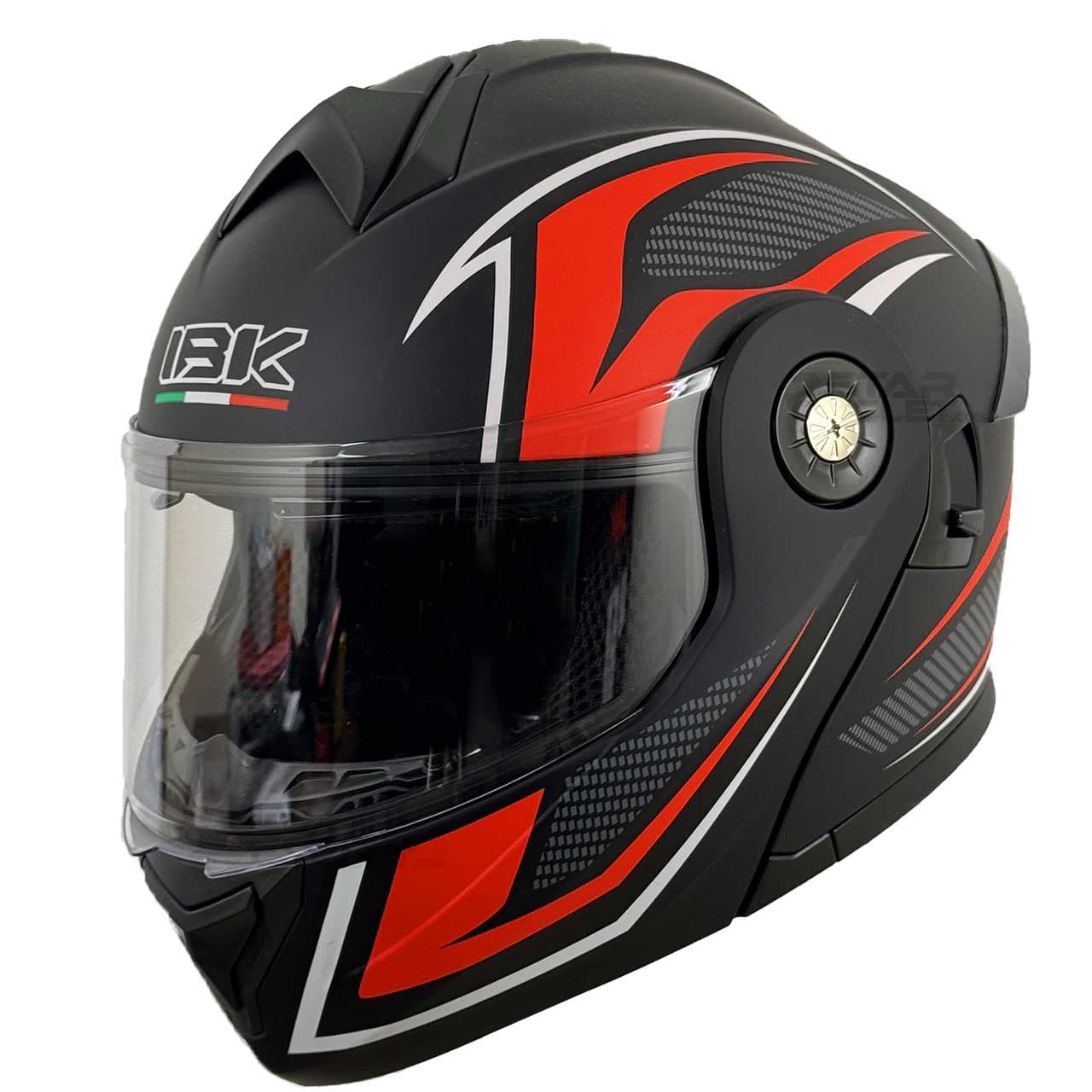 کلاه کاسکت فک متحرک IBK مدل MATT-BLACK-RED