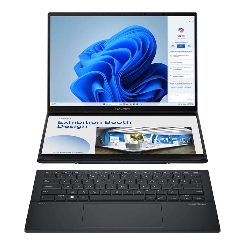 لپ تاپ 14 اینچی لمسی ایسوس مدل Zenbook Duo UX8406CA Ultra 7 255H 32GB 1TB SSD Intel ARC 3K OLED Touch Laptop