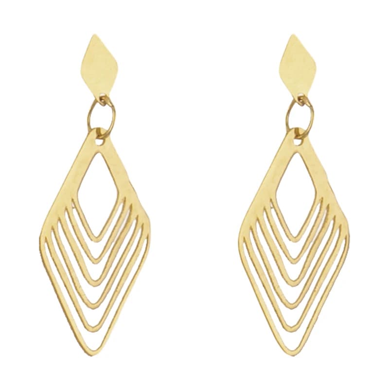 گوشواره طلا 18 عیار زنانه طرح لوزی متداخل