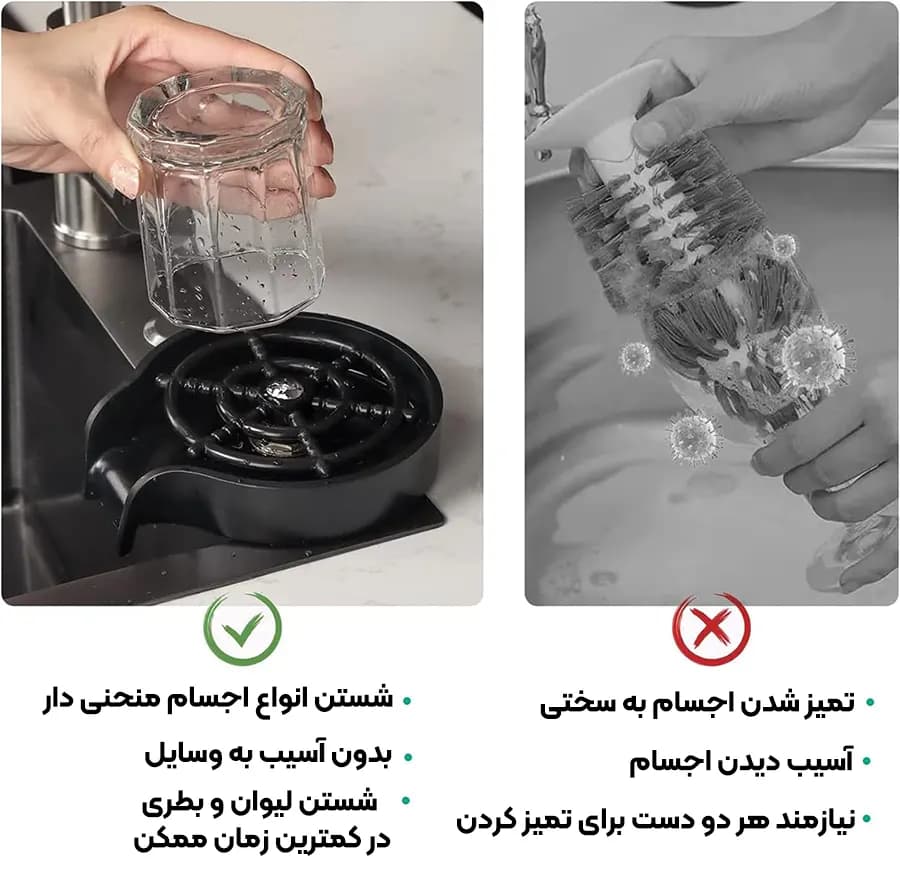 لیوان و بطری شور فشاری سینک گیاوان — تصویر ۶