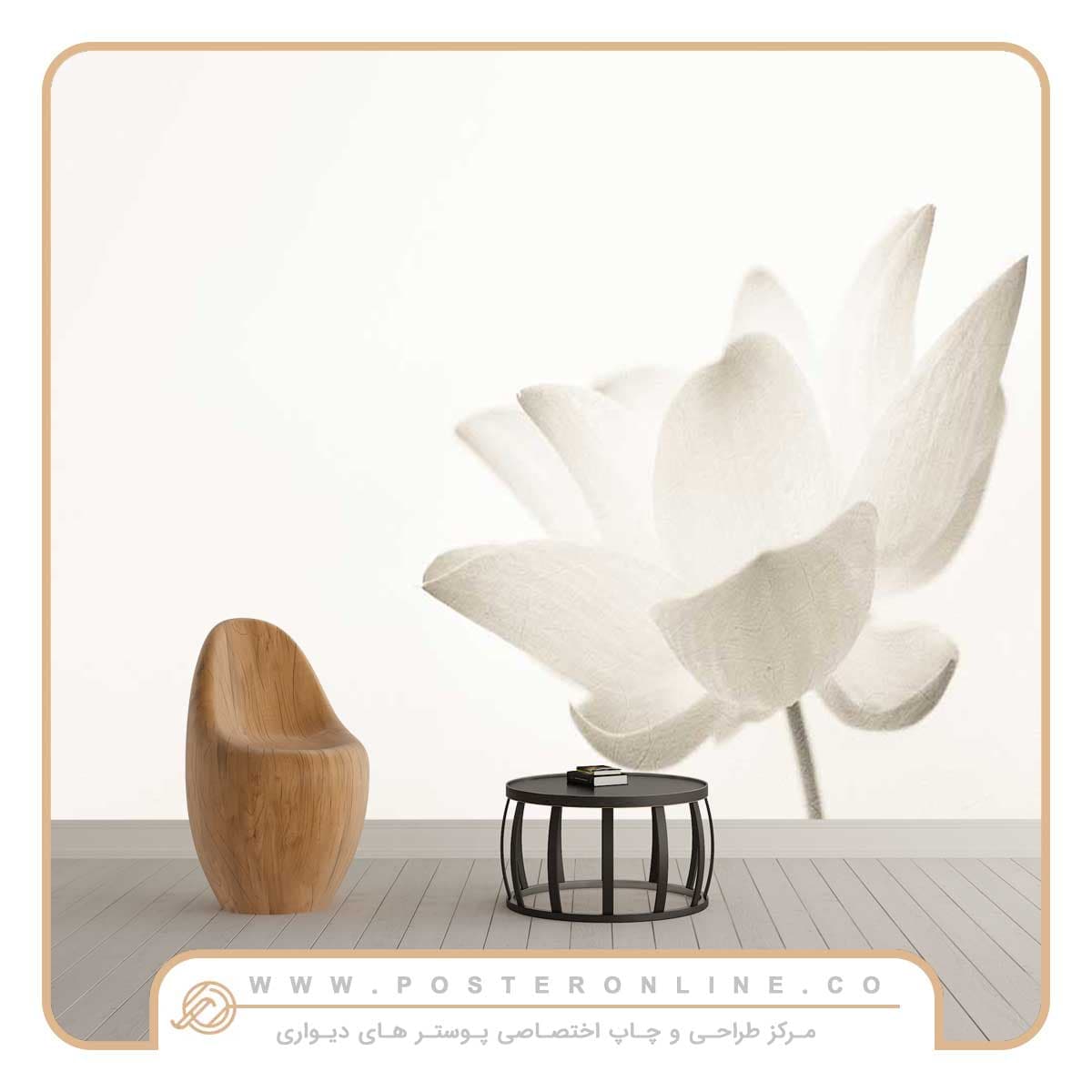 پوستر دیواری هاله ای از گل سفید کد F-8195