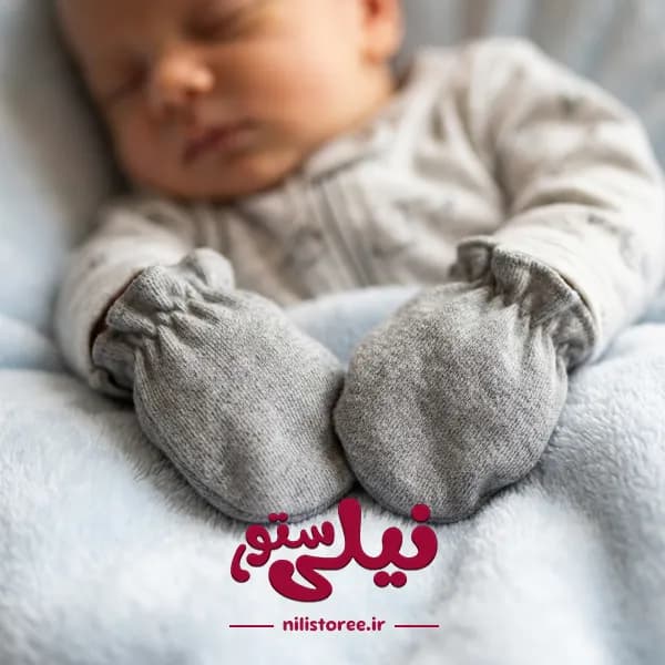 دستکش پسرانه نوزاد طرح فرندز نیلی