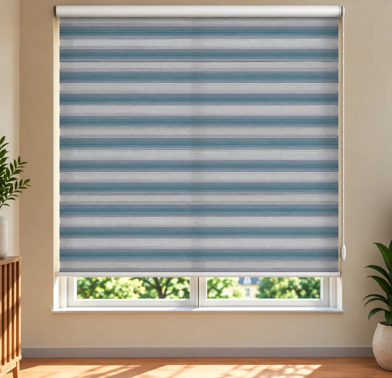پرده زبرا کد کستل Z-286 طوسی و آبی