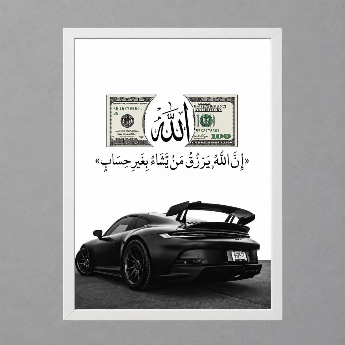 تابلو الله و دلار طرح پورشه 911 GT3 مدل 992 — تصویر ۲