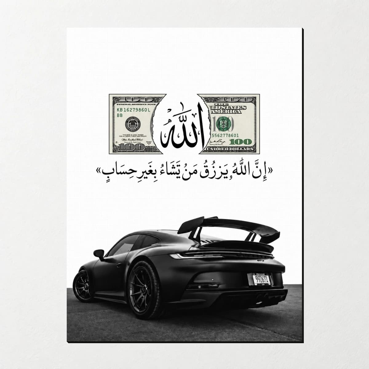 تابلو الله و دلار طرح پورشه 911 GT3 مدل 992 — تصویر ۳