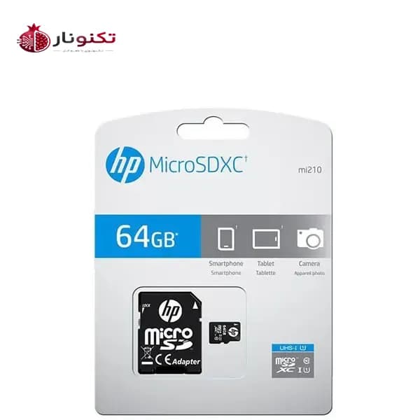 کارت حافظه MicroSDXC اچ پی (HP) 64 گیگ مدل U1 mi210 سرعت 100MB/s با آداپتور