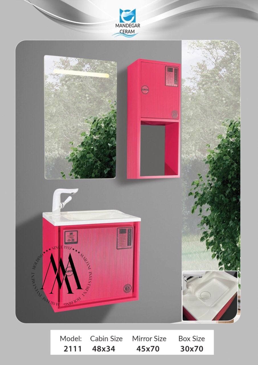 فول ست کابینت دستشویی ماندگار سرام کد 2111 (صورتی)