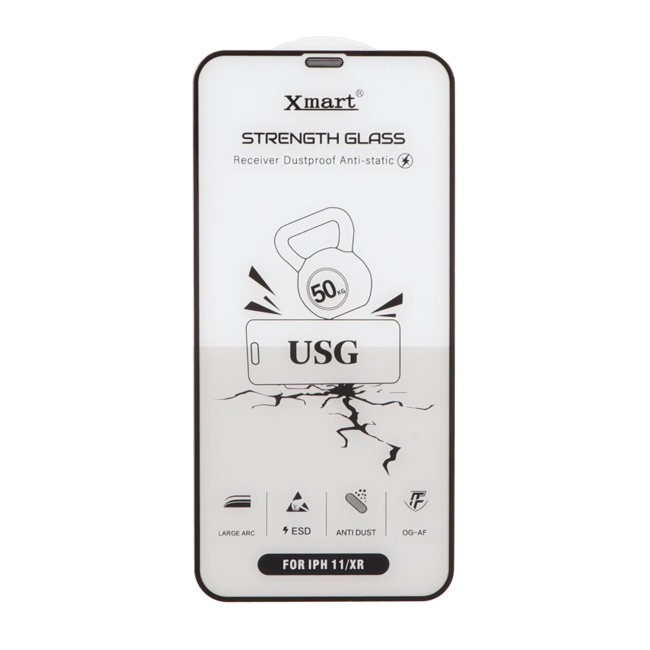 گلس و محافظ صفحه نمایش شیشه ای اورجینال Full Cover XMART Anti Static USG مدل Apple iphone 11 / XR
