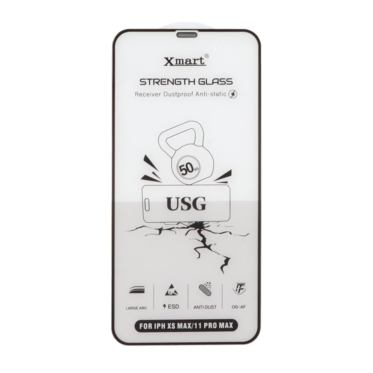 گلس و محافظ صفحه نمایش شیشه ای اورجینال Full Cover XMART Anti Static USG مدل iPhone 11 pro max / XS Max / X Max