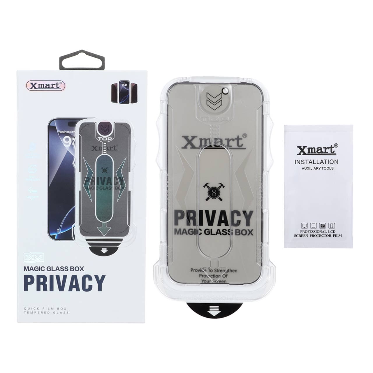گلس و محافظ صفحه نمایش شیشه ای اورجینال XMART Privacy – Magic Glass Box مدل Apple iPhone 17 (پک دار)