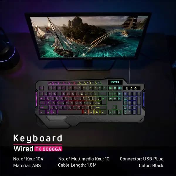 کیبورد گیمینگ باسیم تسکو مدل TK 8088 GA — تصویر ۳