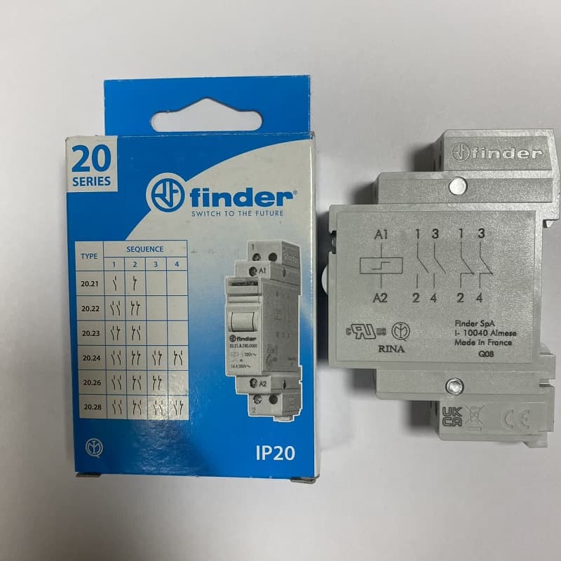 رله ضربه ای ریلی 16 آمپر 24 ولت AC دو باز دو بسته فیندر finder 2022802300000 — تصویر ۲