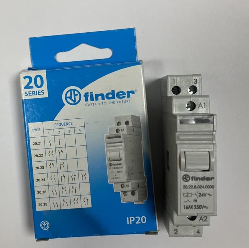 رله ضربه ای ریلی 16 آمپر 24 ولت AC دو باز دو بسته فیندر finder 2022802300000