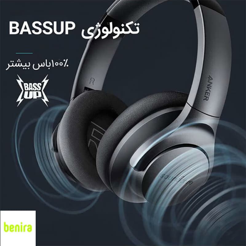 هدفون بلوتوثی انکر مدل SoundCore Life Q20، بلوتوث 5.0، حذف نویز فعال، صدای Hi-Res Audio، درایورهای 40 میلیمتری و قابلیت تقویت باس — تصویر ۴