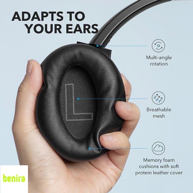 هدفون بلوتوثی انکر مدل SoundCore Life Q20، بلوتوث 5.0، حذف نویز فعال، صدای Hi-Res Audio، درایورهای 40 میلیمتری و قابلیت تقویت باس — تصویر ۶