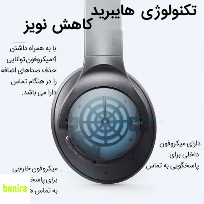 هدفون بلوتوثی انکر مدل SoundCore Life Q20، بلوتوث 5.0، حذف نویز فعال، صدای Hi-Res Audio، درایورهای 40 میلیمتری و قابلیت تقویت باس — تصویر ۵