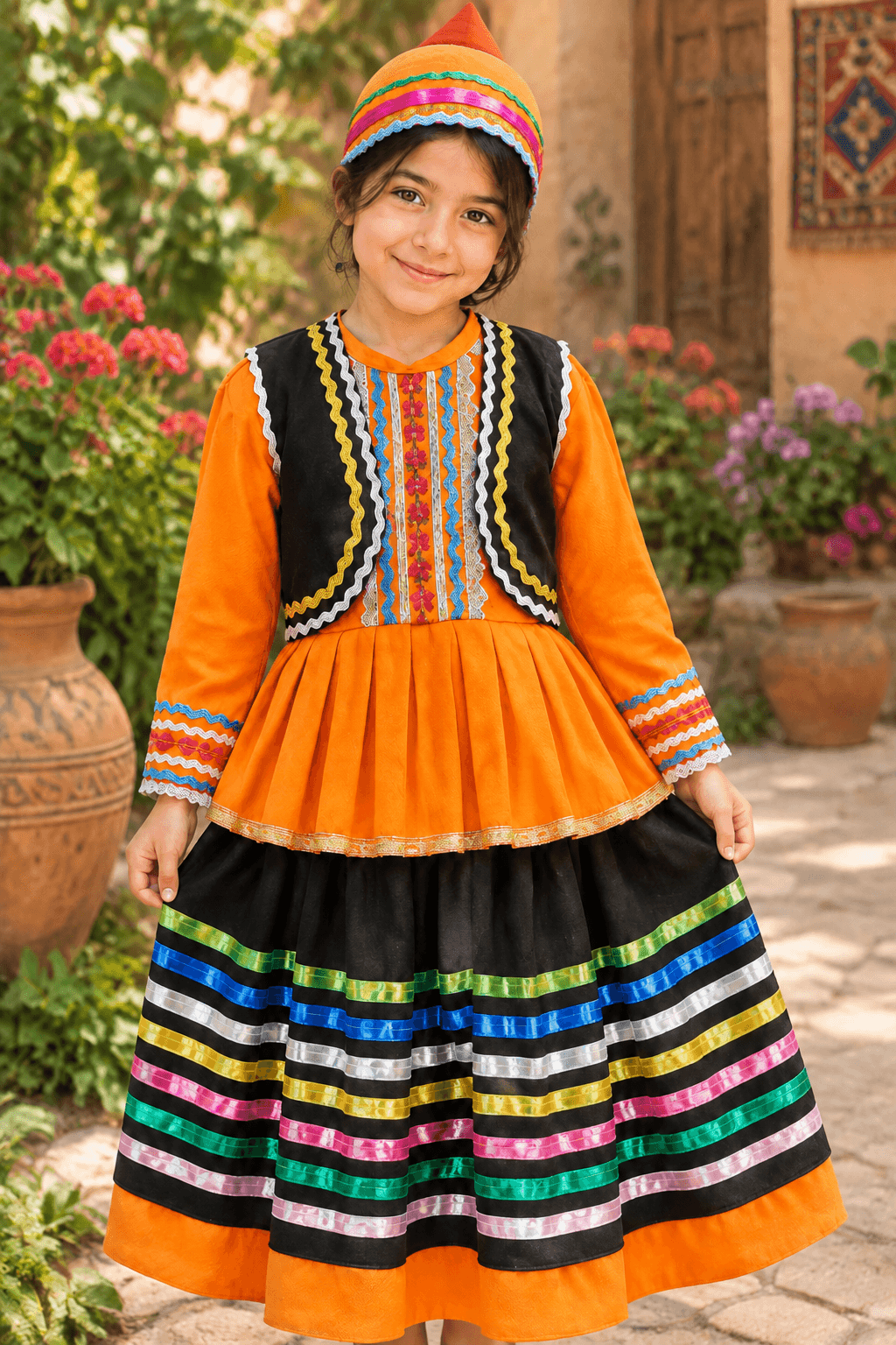 لباس قاسم آبادی دخترانه لباس گیلکی مناسب سن 6 الی 8 سال