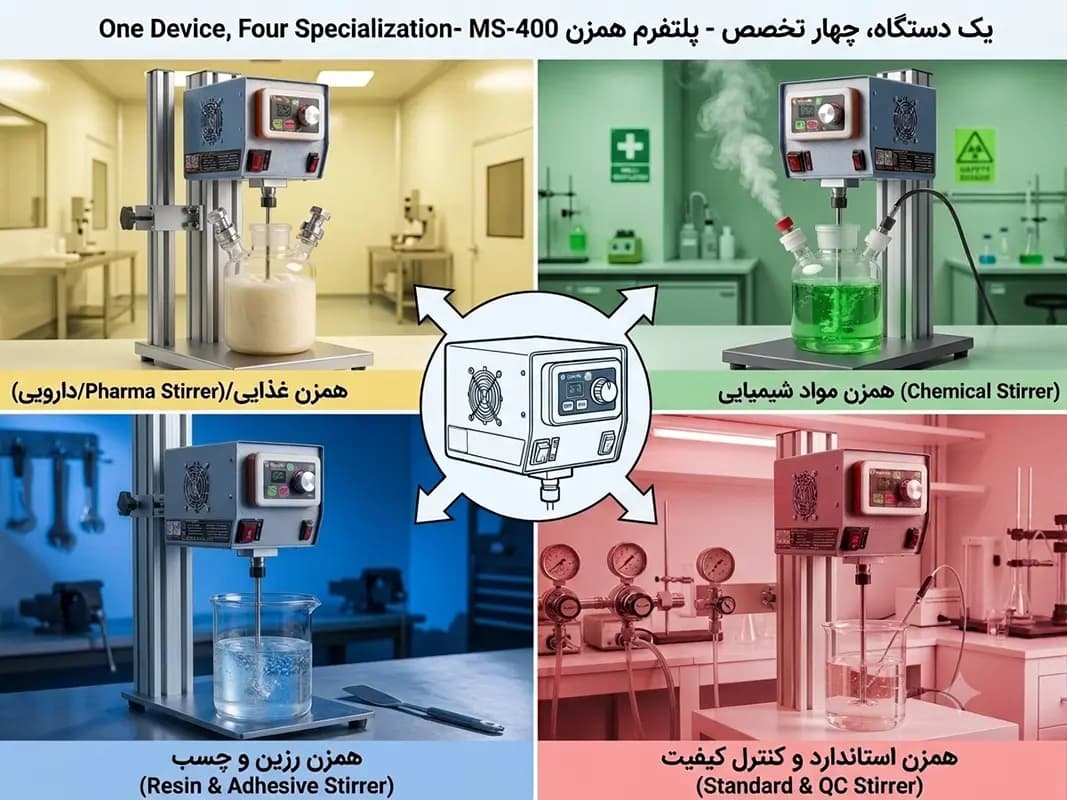 همزن مکانیکی آزمایشگاهی MS-400F (مخصوص صنایع غذایی و دارویی) — تصویر ۷