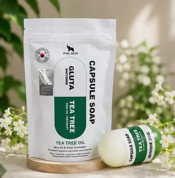 صابون گلوتاتیون کره ای مدل سبز tea tree💚