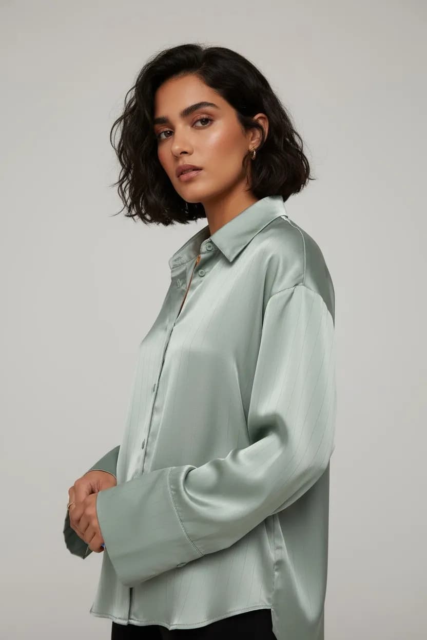 شومیز ابریشمی boohoo — تصویر ۵