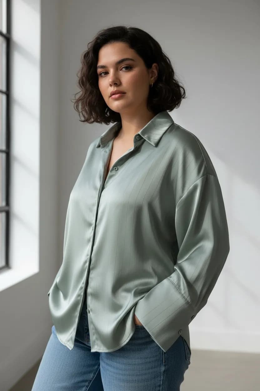 شومیز ابریشمی boohoo — تصویر ۶